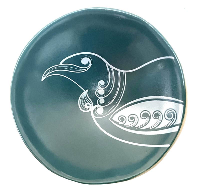 Jo Luping Design - Tui White On Teal - 7cm Porcelain Bowl
