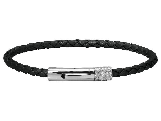 Rochet – Driver Steel & Black Braided Leather Bracelet
