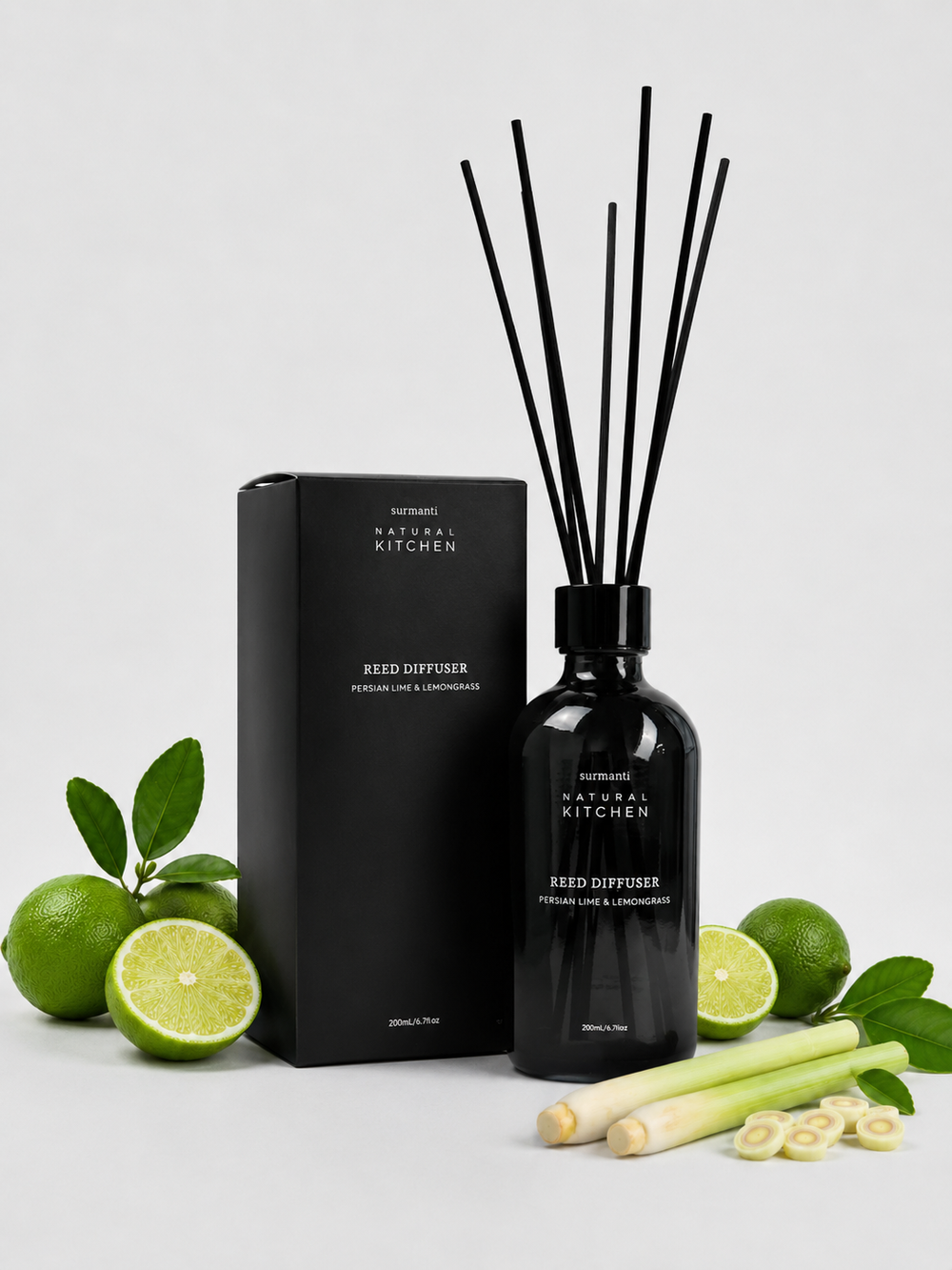 Reed Diffuser - Persian Lime & Lemongrass - Natural Kitchen - Large Rooms 200mL