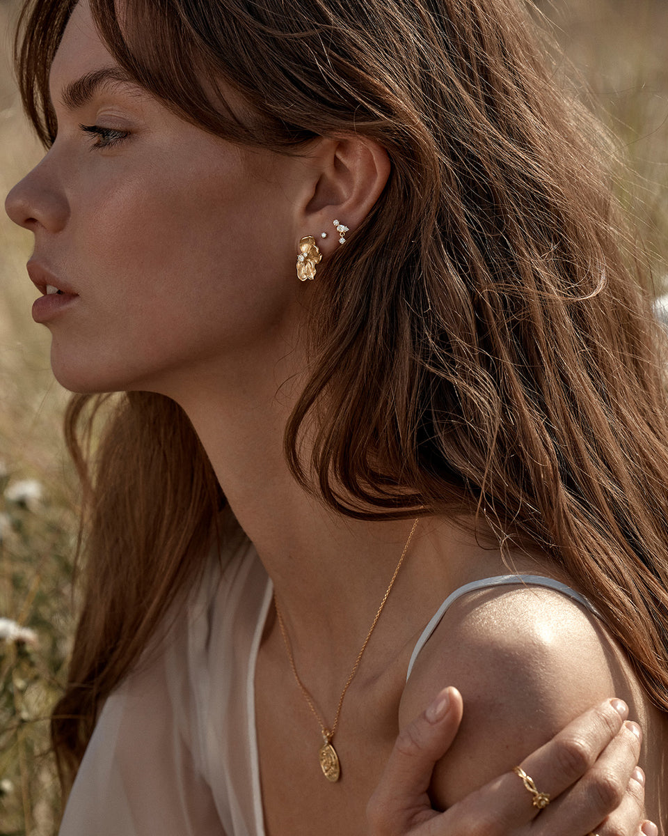 No Rain, No Flowers Stud Earrings  - 18k Gold Vermeil