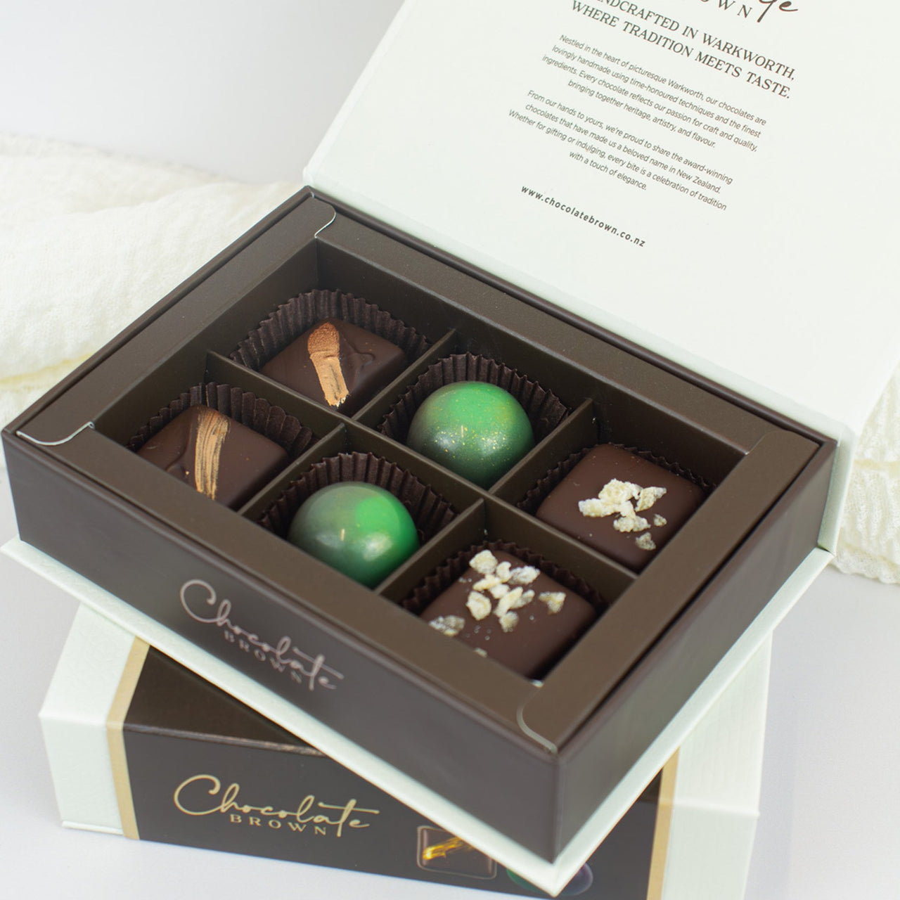 Chocolate Brown Boxed Chocolates 6Pk Gourmet Nut Collection