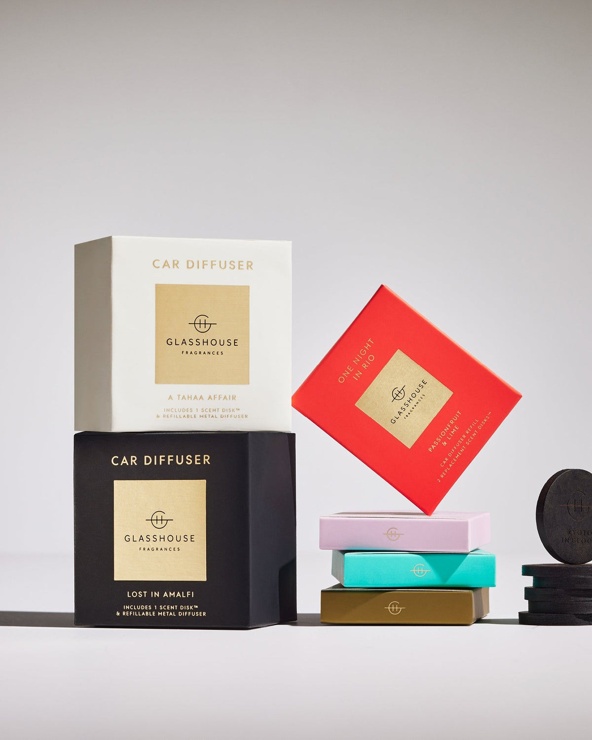 Glasshouse White / Gold Car Diffuser - A Tahaa Affair