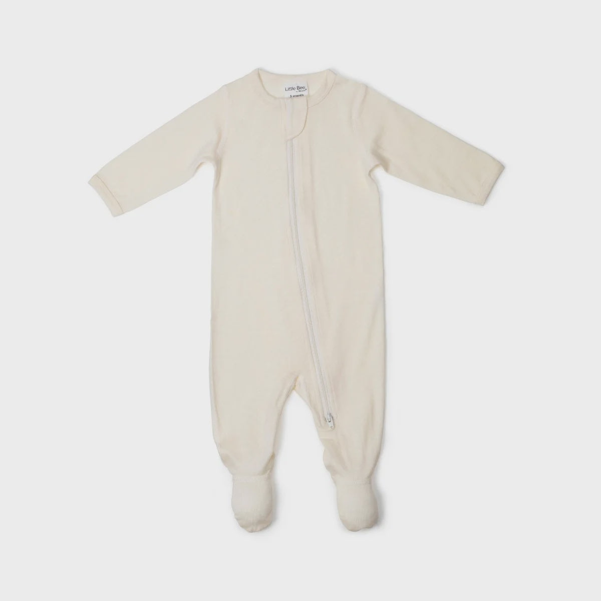 Merino Zip Babygrow - Cream - NB