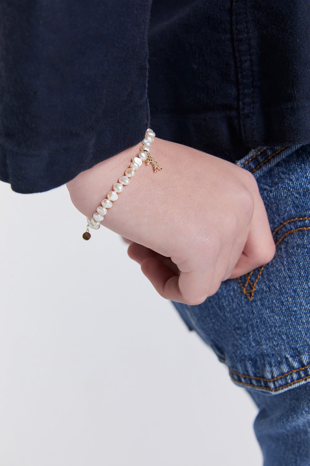 Karen Walker Mini Runaway Girl Bracelet with Freshwater Pearls - Gold Plated