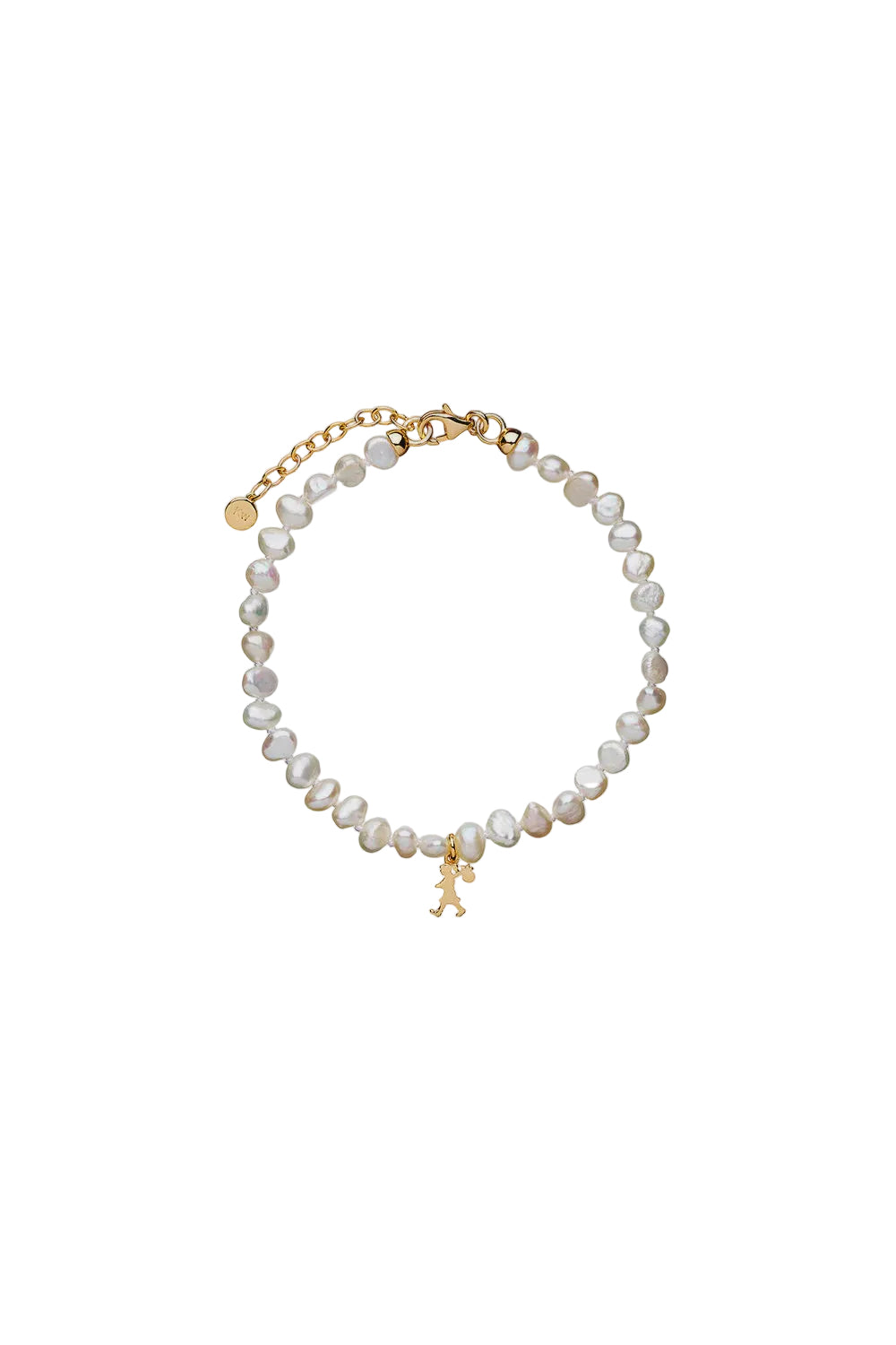 Karen Walker Mini Runaway Girl Bracelet with Freshwater Pearls - Gold Plated