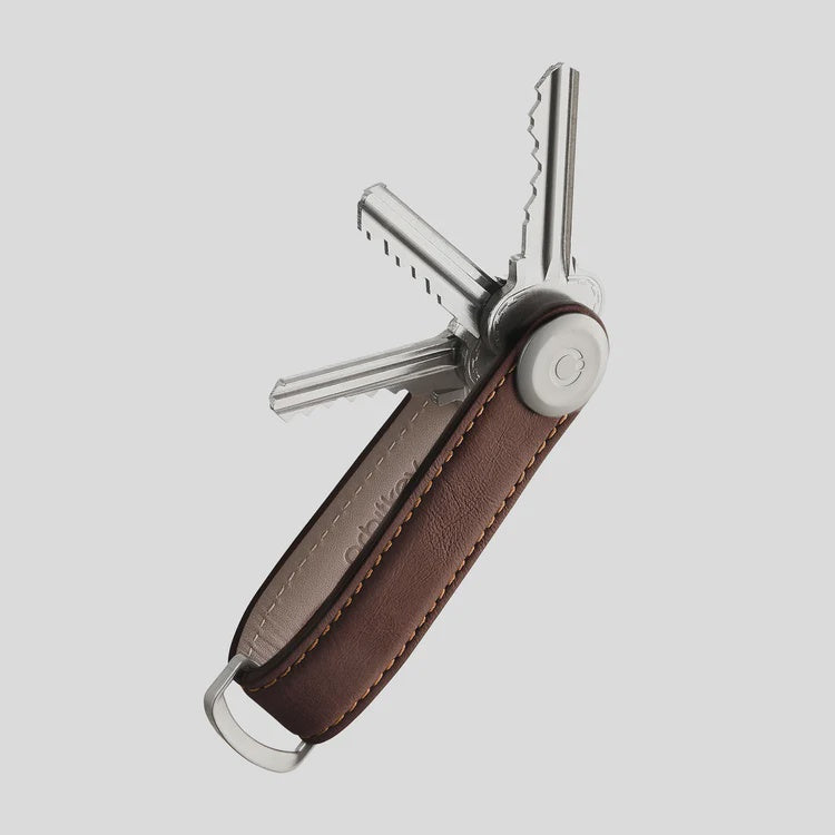 Key Organiser Leather Espresso with Brown Stitching