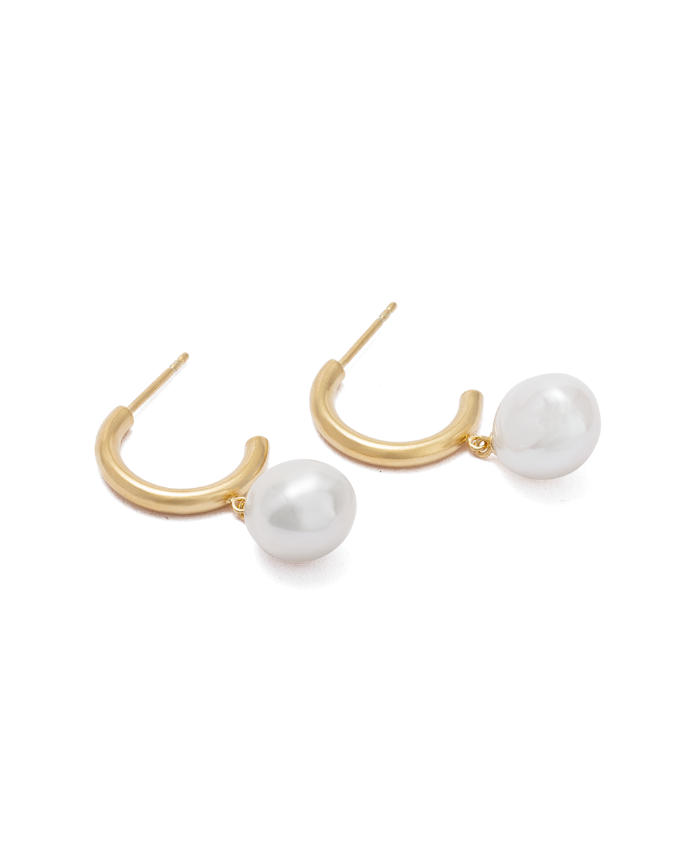 Pearl Drop Hoops (Gold Plated)