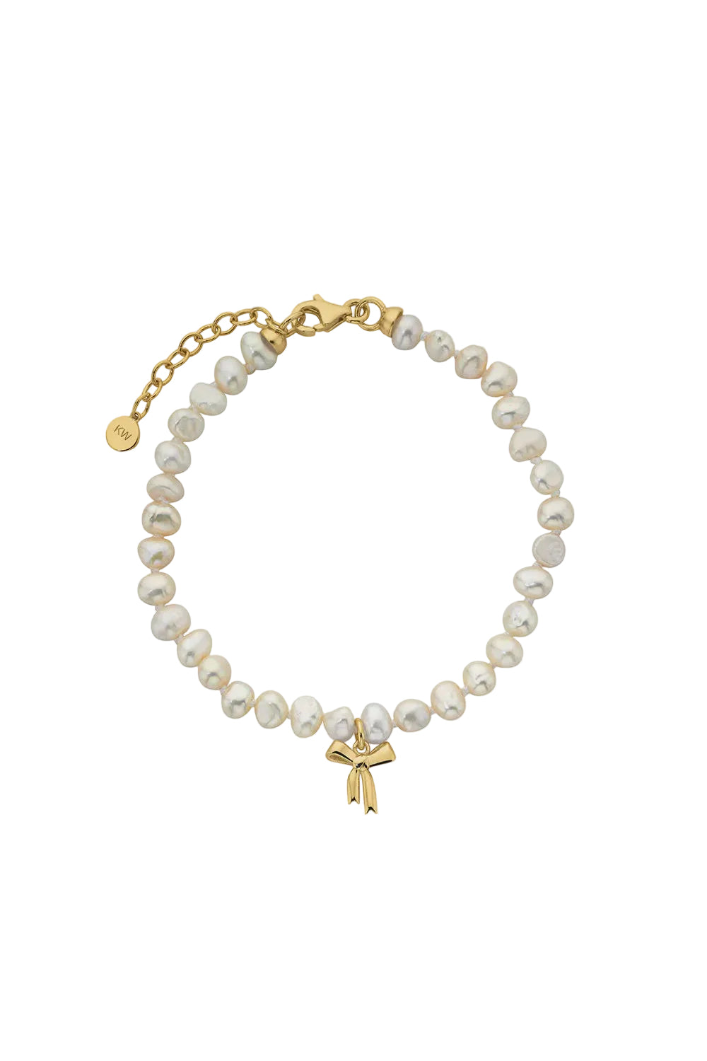 Karen Walker Petite Bow Bracelet with Freshwater Pearls - Gold Plated