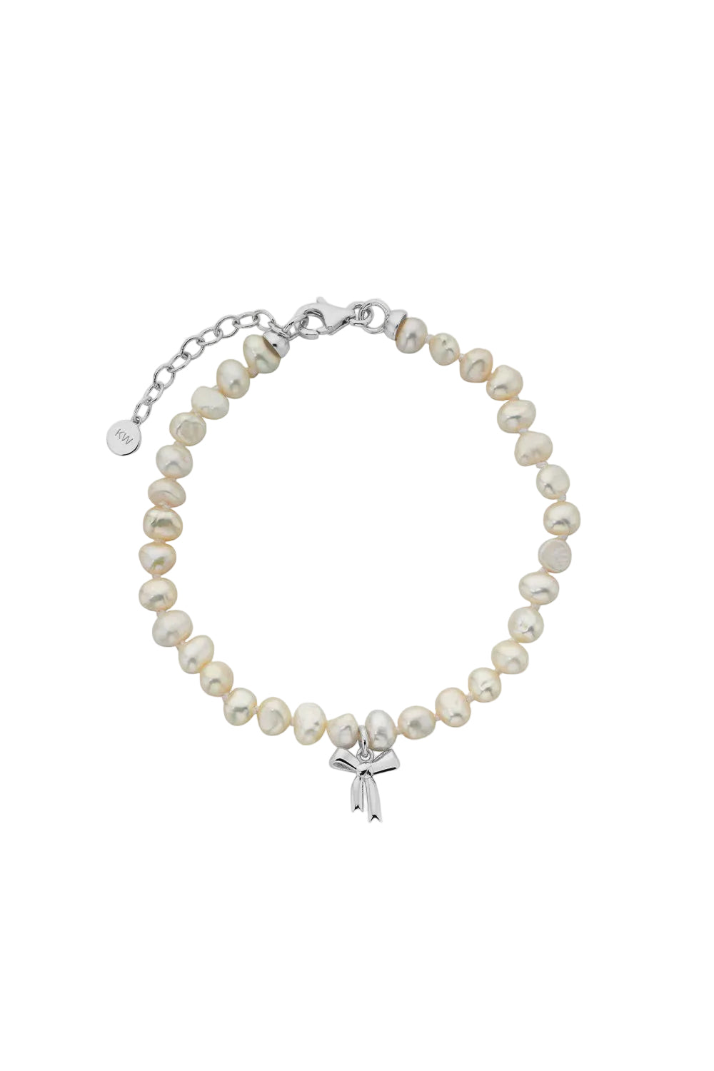Karen Walker Petite Bow Bracelet with Freshwater Pearls - Sterling Silver