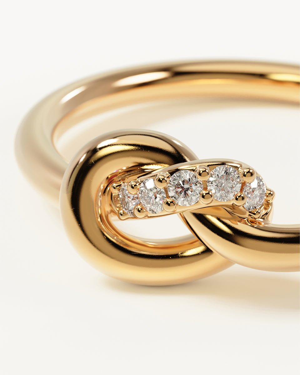 18k Gold Vermeil Love Knot Lab-Grown Diamond Ring - 8