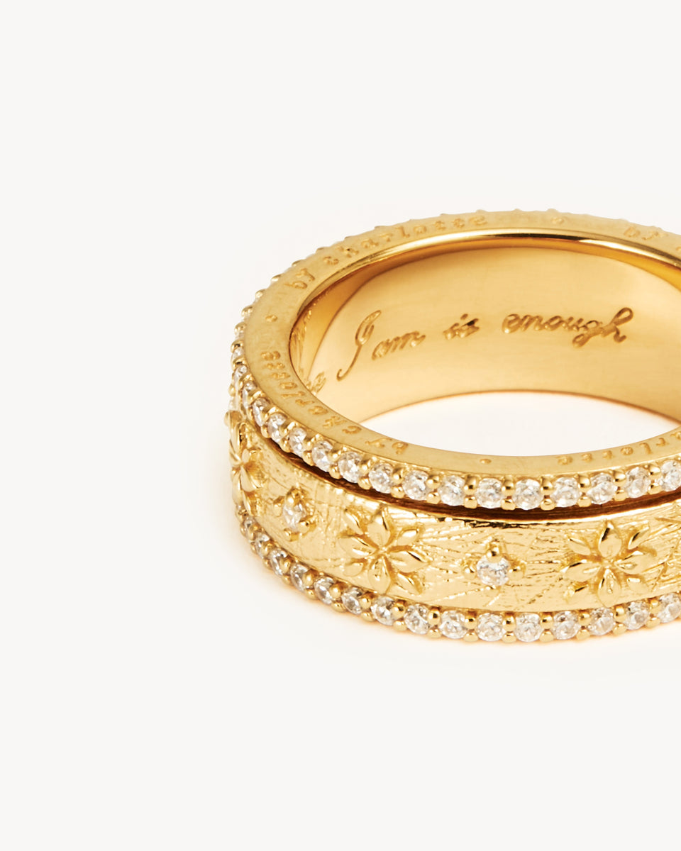18k Gold Vermeil I Am Enough Spinning Meditation Ring gold 7