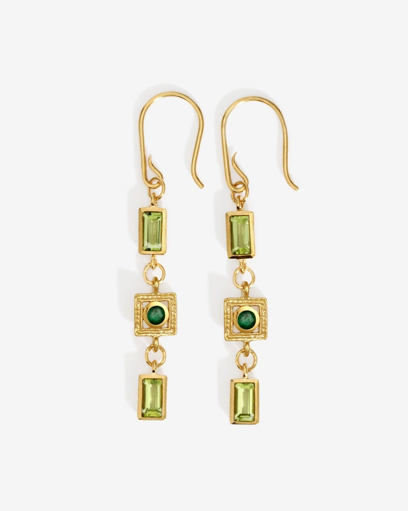 Florence Earrings - Peridot/ Emerald/ Gold