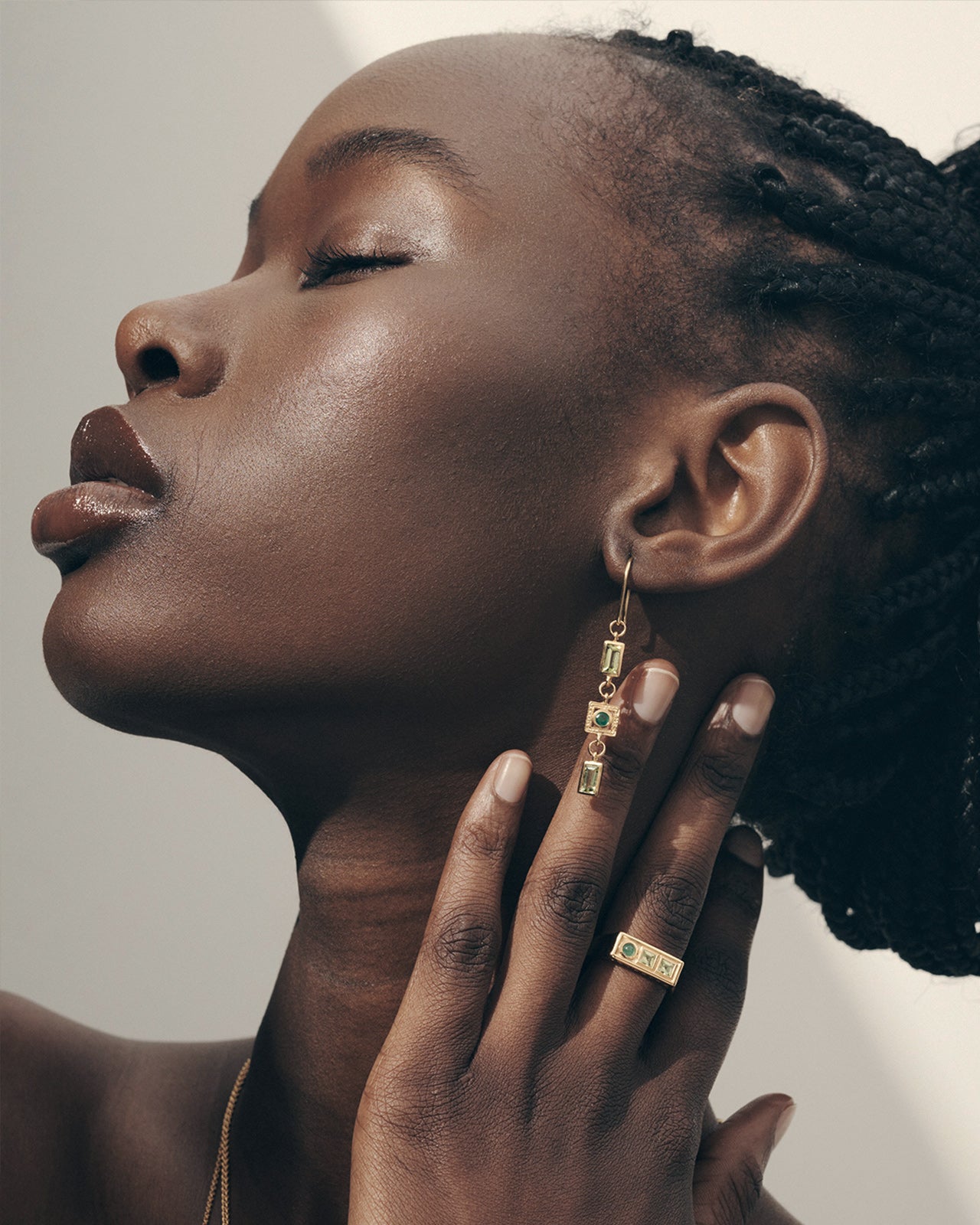 Florence Earrings - Peridot/ Emerald/ Gold