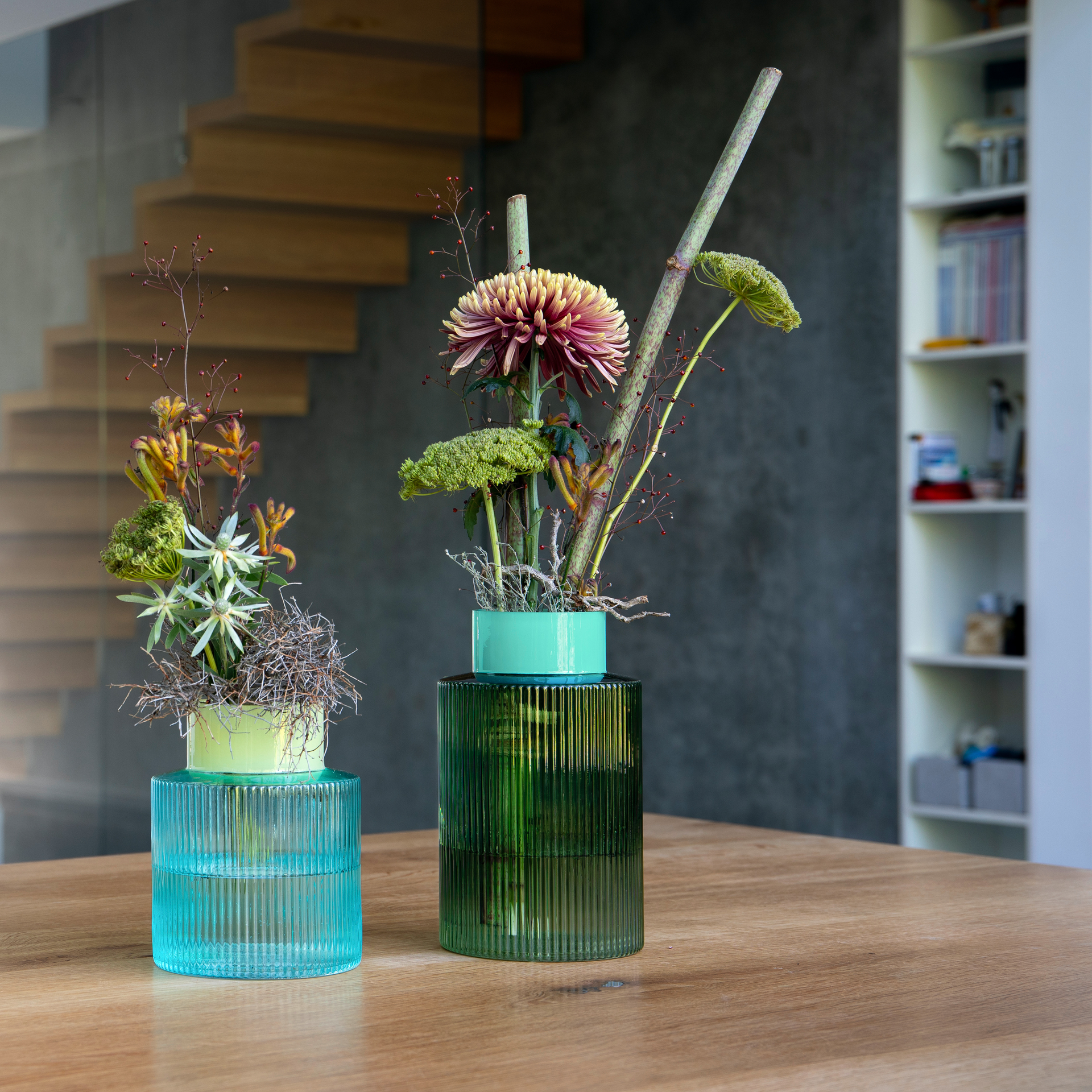 Glass Vase Groove - Green