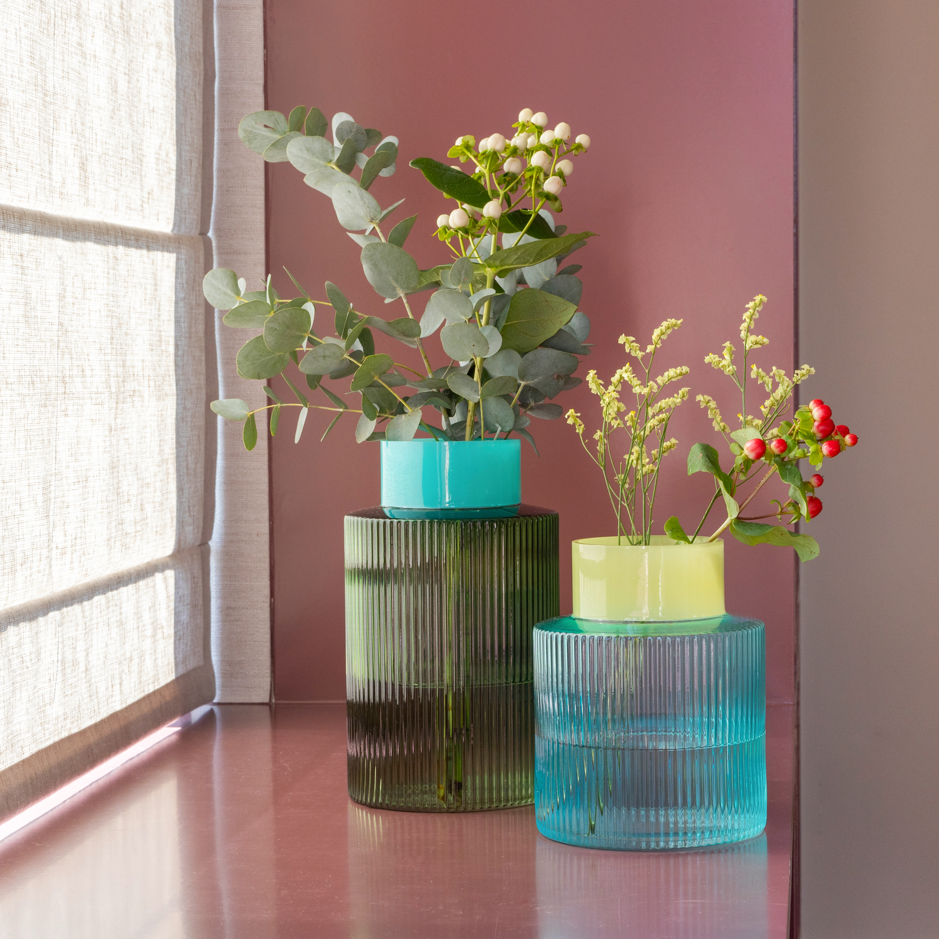 Glass Vase Groove - Green